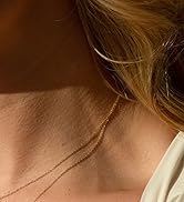 TLY Gold Necklace for Women 14k Gold Plated Non Tarnish Dainty Gemstone Crystal Oval Pendant Neck...
