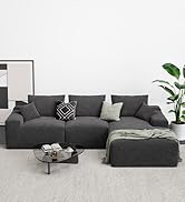 LIKIMIO 120" L-Shaped Moder Modular Sectional Sofa for Living Room, Corduroy Upholstery Dark Grey...