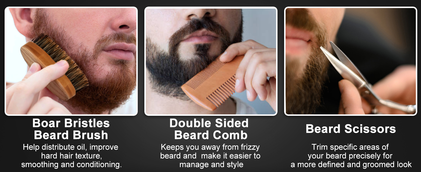 beard brush comb and scissors
