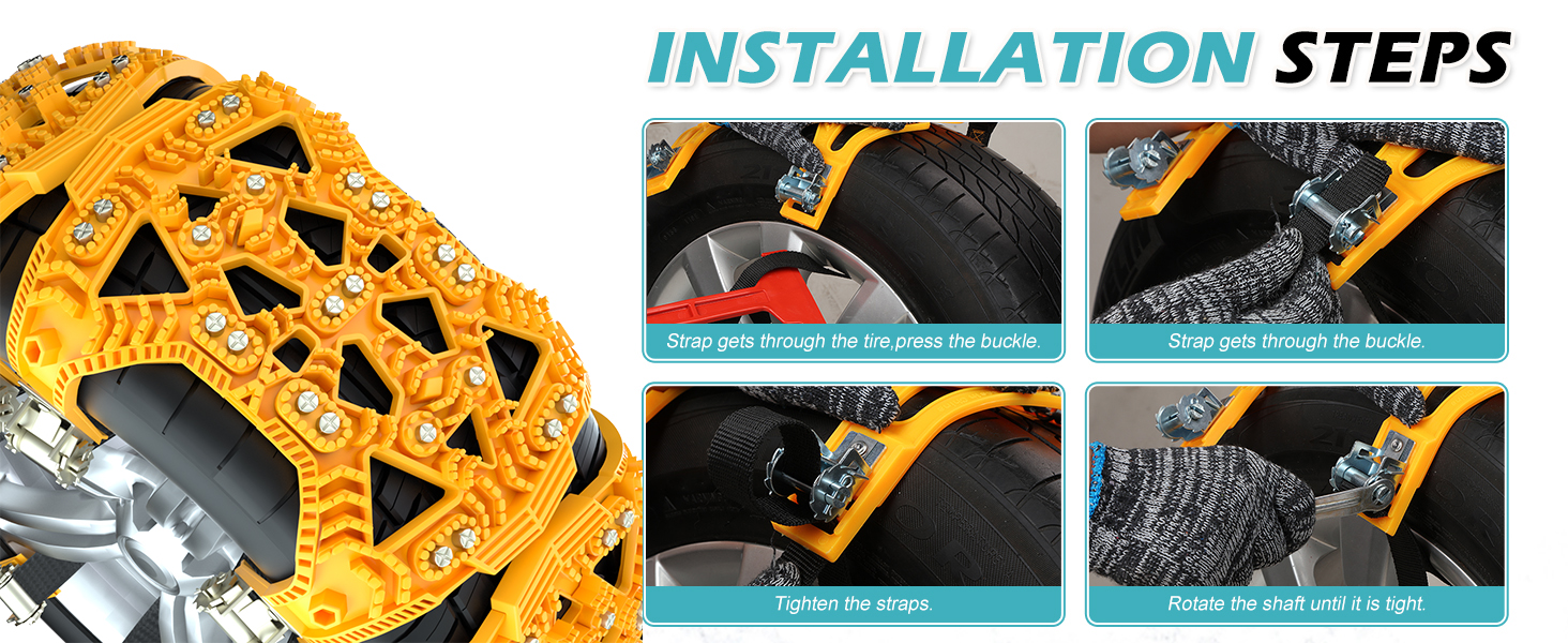 H&ZT 6 Pack TPU Snow Chains for Car SUV Truck, (For 165