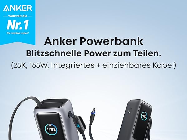 Anker Laptop Powerbank, 25000mAh 165W USB-C, 3X 100W USB-C