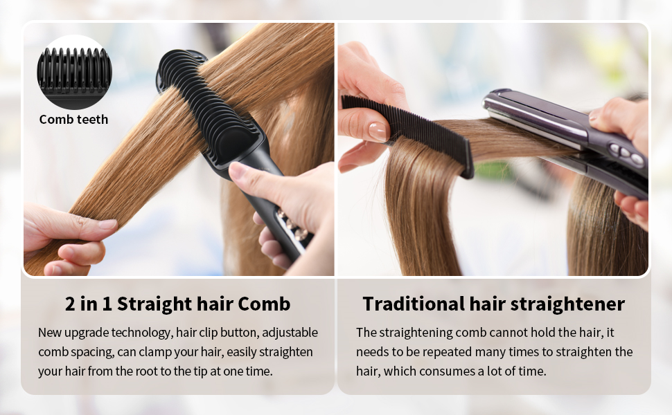 Hair Straightener Comb Straightening Brush LASSROKA Negative Ion Hair Straightener