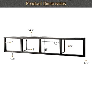 34" large shelf wall mounted black shelves for wall small bookcase small wall shelf set of 5