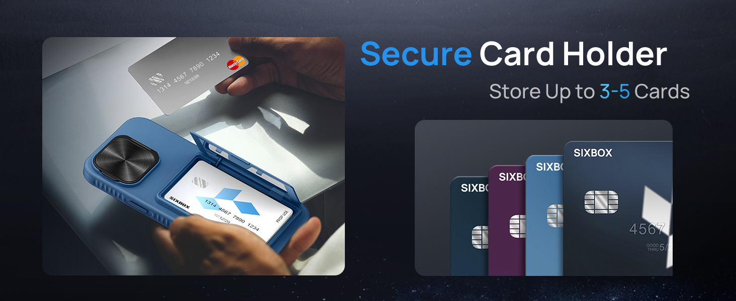 SIXBOX for iPhone 16 Pro Max Case with Card Holder