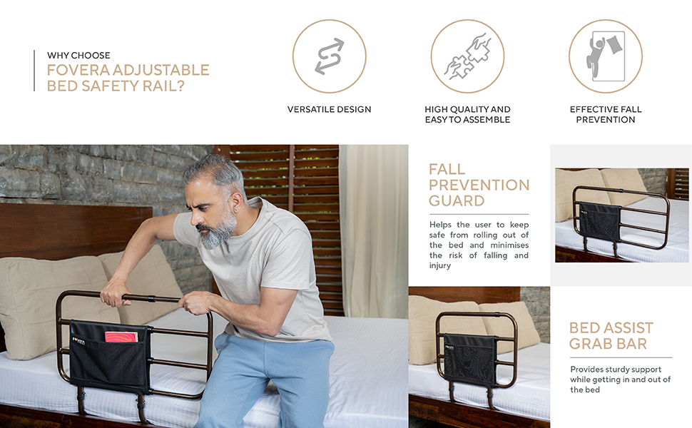 Adjustable Bed Rail for Elderly Adults, Seniors and Surgery Patients - Safety Assist Bar