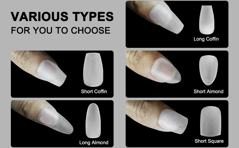 C12rtive Long Oval Nail Tips 360PCS Upgraded Matte Soft