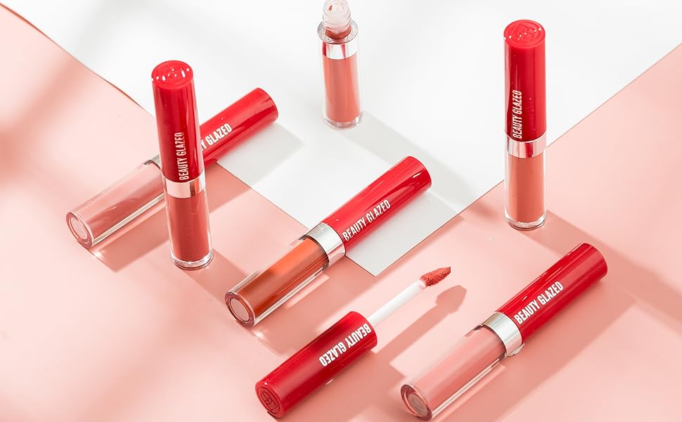 6 Farben Velvet Nude Lipgloss Kit Antihaft-Tasse Sexy Matte Lip Stick Feuchtigkeitsspendender