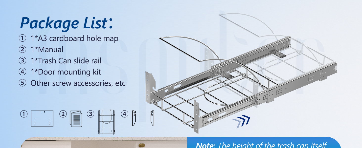 Insputer Pull Out Garbage Bin Kitchen, Under Sink Garbage Can with Door