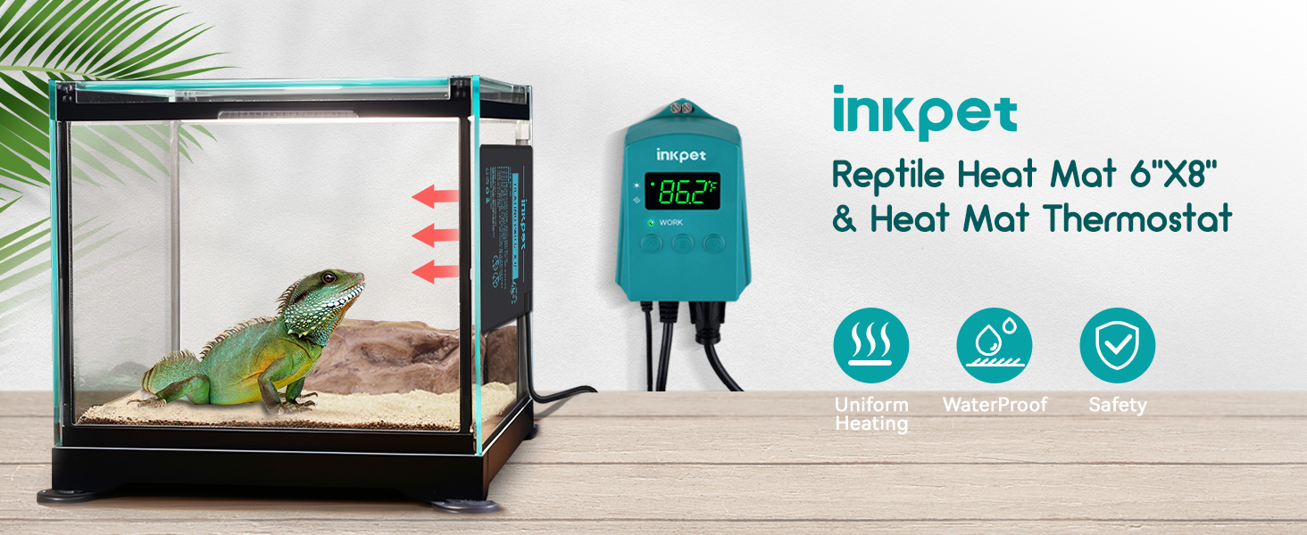 INKPET Reptile Heating Pad 6" X 8" with Digital Thermostat