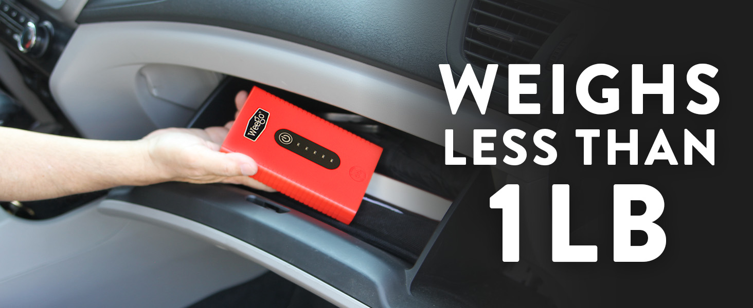 Weego 44s Portable Jump Starter Glove Box Weighs Less Than 1 Lb