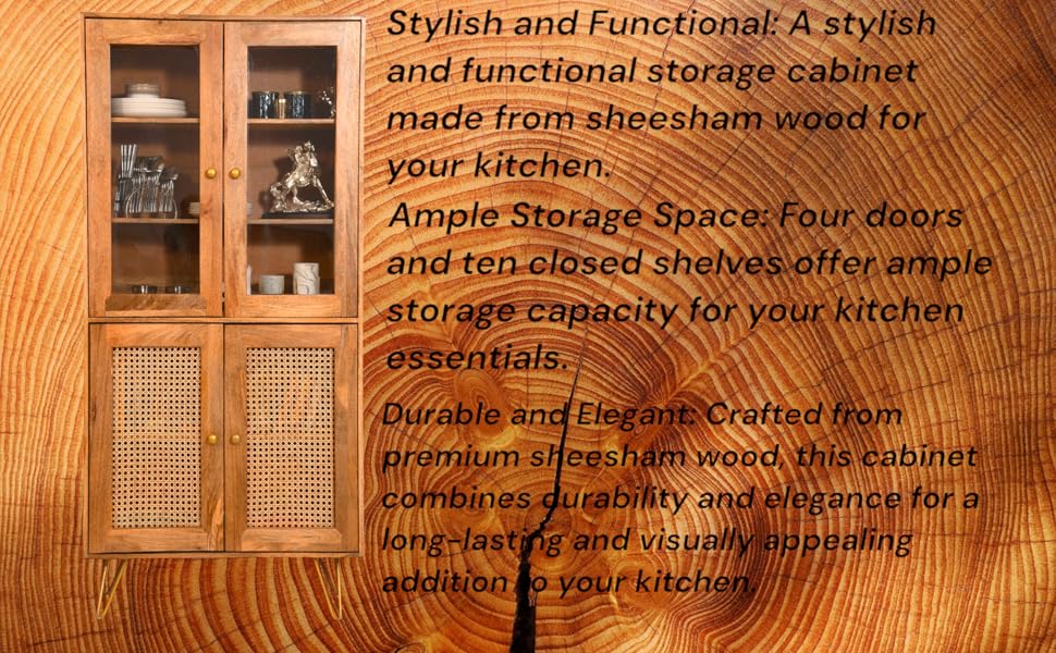 Suryavanshi Solid Sheesham Wood 4 Door & 5 Closed Shelves Storage