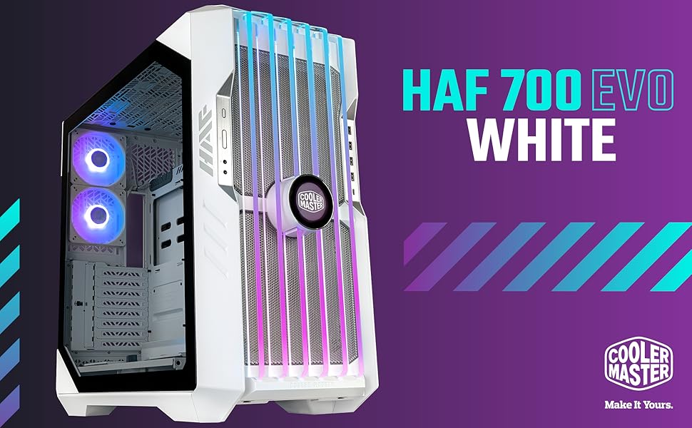Case PC Cooler Master HAF 700 EVO White - Full-Tower, E-ATX, 5 Ventole ARGB, LCD, Vetro Temperato