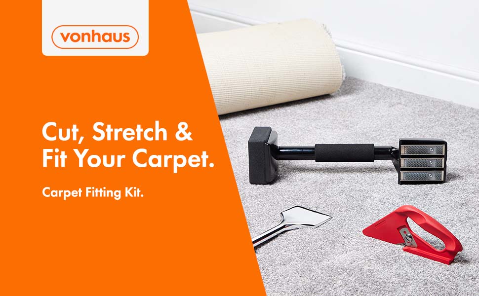 VonHaus Knee Kicker Carpet Fitting Tool Kit Includes a Cutter and Steel Bolster to Fit Carpets
