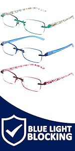 rimless reading glasses readers for women blue light blocking