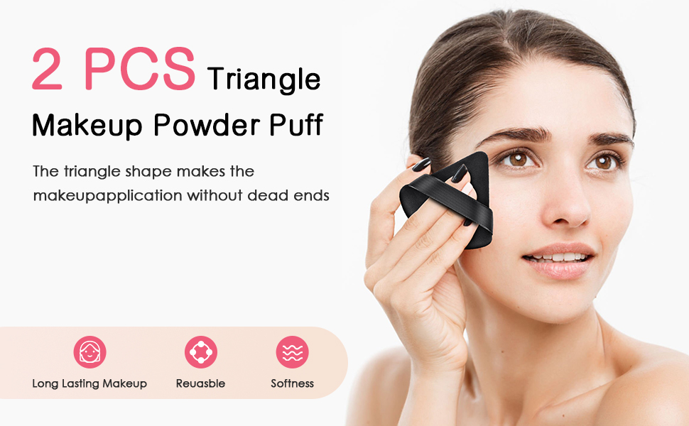 2 PCS Powder Puff Triangle Makeup Puffs for Loose Setting Powder Face Body