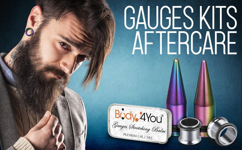 gauge kits with silver tapers and tunnels