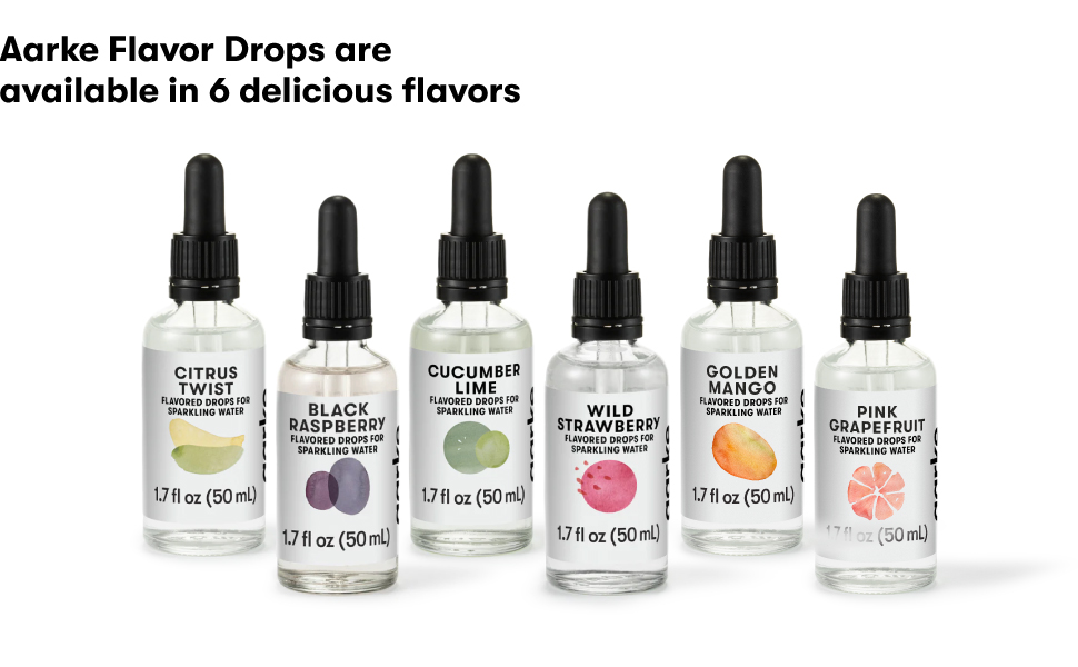 Aarke Flavor Drops are available in 6 delicious flavors