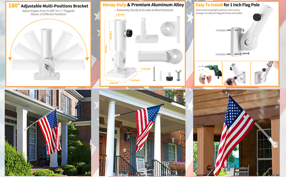 BONWIN Flag Pole Holder Brackets, 1" Flag Pole Mounting