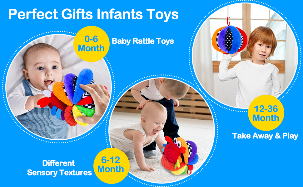 Rainbow Fabric Ball, 8in1 Sensory Balls for Infant