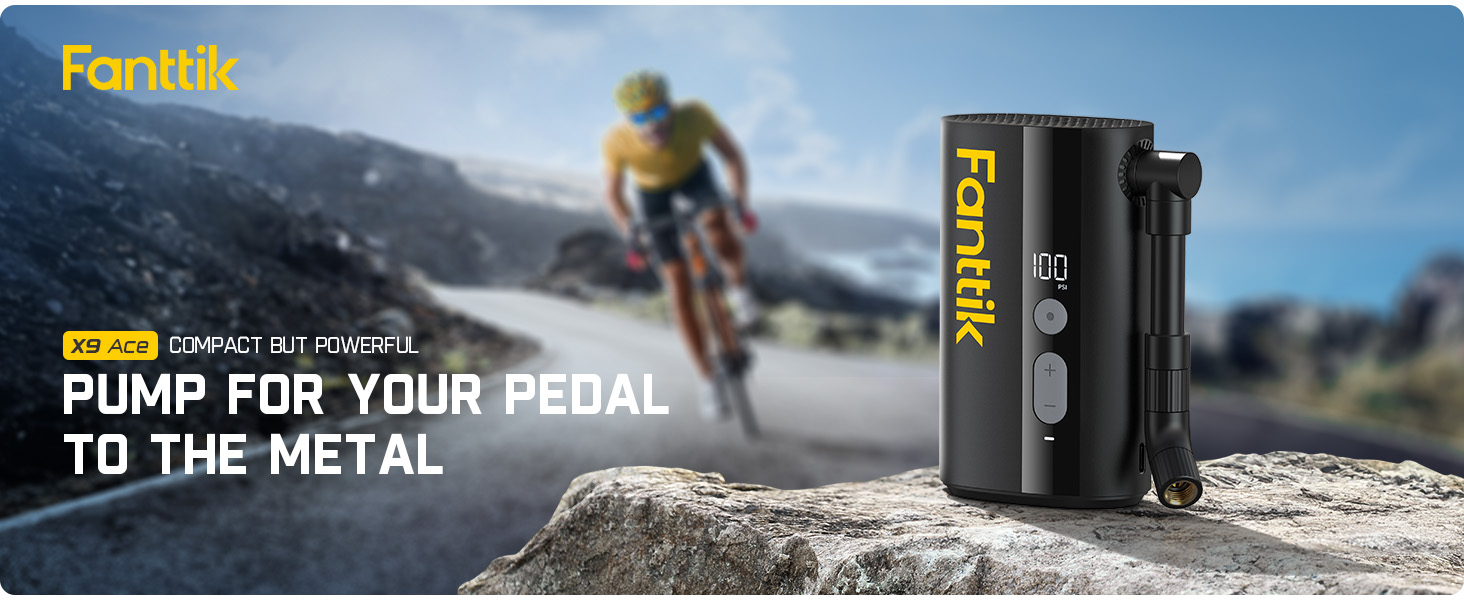 Fanttik X9 Ace Mini Bike Tire Pump, 32s Fast Inflate Bike Pump with Guage Electric Air Pump 