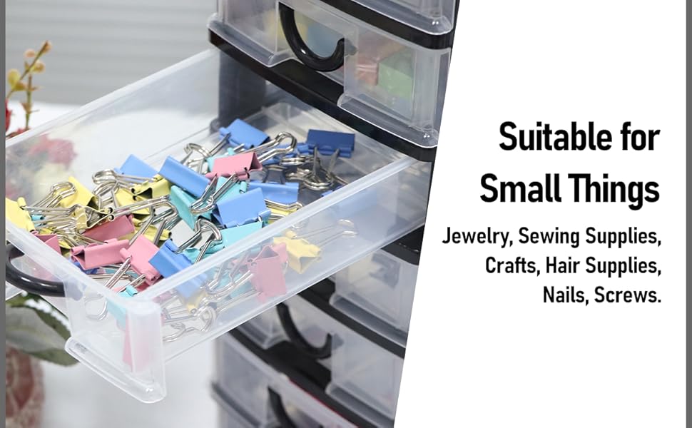 Rempry Mini Plastic Drawers Organizer, 7.1"x5.1"x13.2" Small Storage