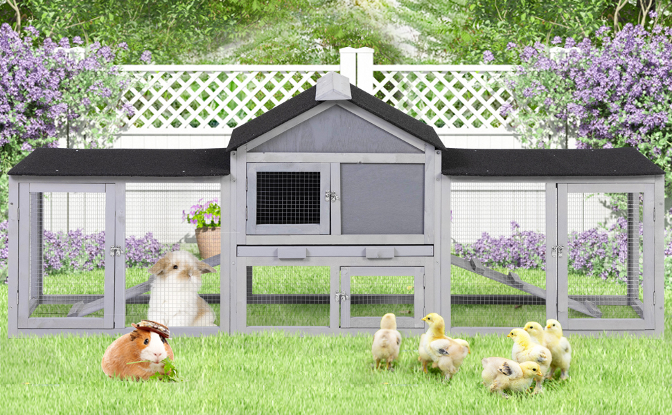 COZIWOW 2 Story 83”Wood Assembled Rabbit Hutch Indoor