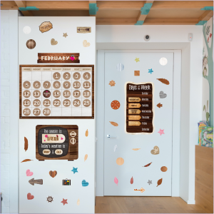 124PCS Calendar Bulletin Board Cutouts, Season/Weather/Holiday/Month/Week Bulletin Board Decors Industrial Chic Style Wall Decor for School Classroom Home Teachers Students 22 1