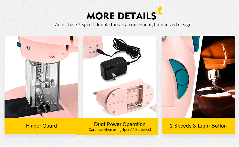 Magicfly Mini Sewing Machine with Extension Table, Dual Speed Portable