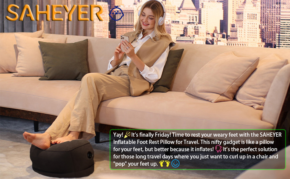 SAHEYER Inflatable Travel Foot Rest Pillow