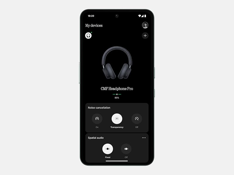 Three smartphone interface screenshots showing dark mode screens with circular controls and icons, displaying app functionality for device control.