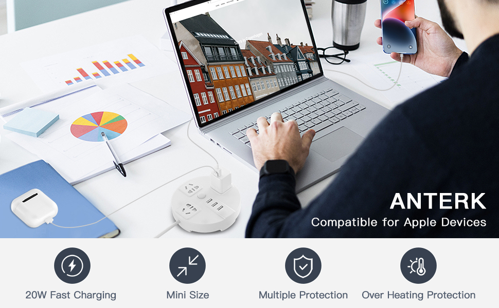 USB C Charger, Apple Watch Charger, Upgraded PD Dual Port Mini USB C Wall Charging