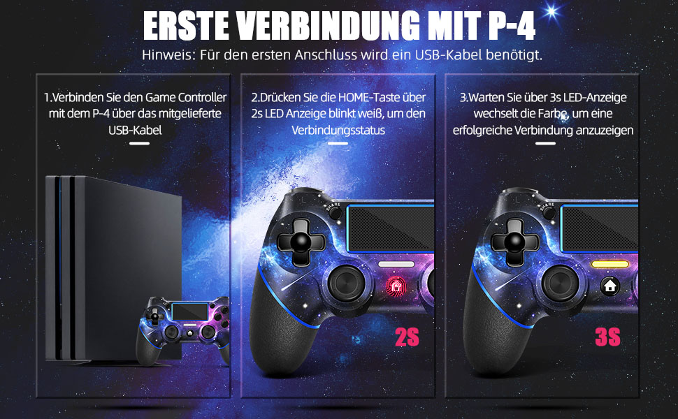 AceGamer Wireless Controller für PS4, Game Controller kompatibel mit