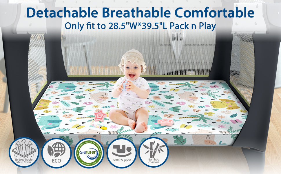 Moonlightfamily Pack n Play Mattress Pad, 38x26 Portable