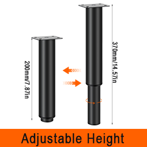 HUMOKI 4PCS Furniture Legs, Adjustable Support Leg Black, Adjustable Heavy Duty Legs 20cm, Metal Furniture Legs, Furniture Support Foot, for Sofa Table Chair Desk Kitchen Cupboard Cabinets, 20-37cm 23 heigh adjustable round sofa feet black metal steel furniture legs adjustable bed feet