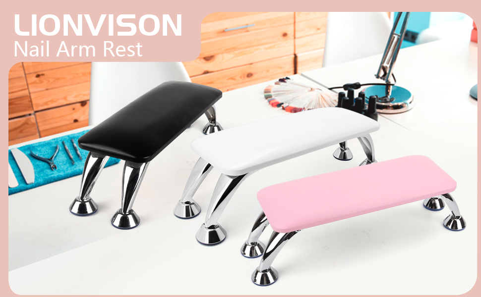 LIONVISON Nail Arm Rest Hand Pillow, Micro Fiber Leather Manicure Nail