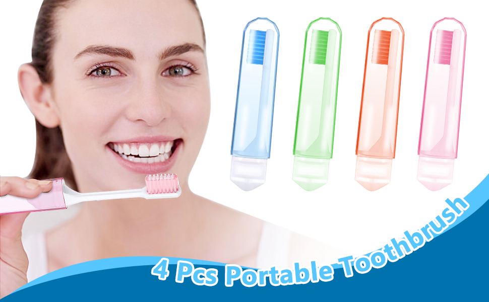4 Pcs Portable Toothbrush Set Travel Soft Folding Toothbrush Outdoor