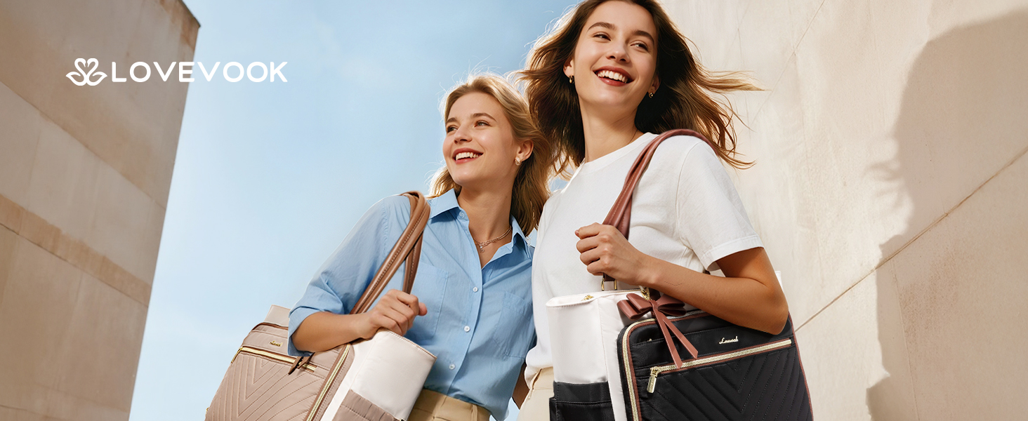 LOVEVOOK Teacher Tote Bag for Women, Work Bags Laptop Bag with Large Cup Holder