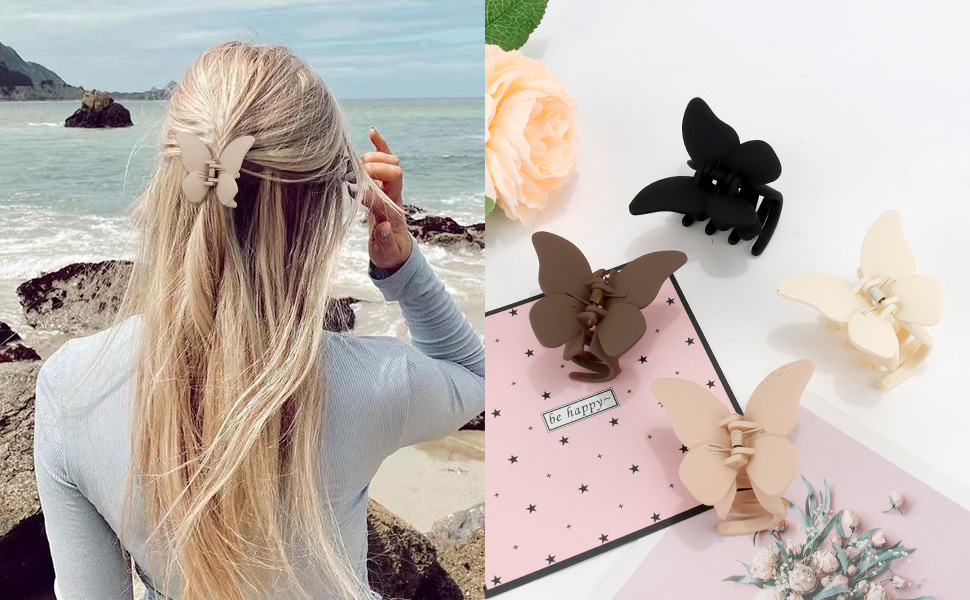 ATODEN Butterfly Hair Clips 4 Pcs Hair Claw Clips for