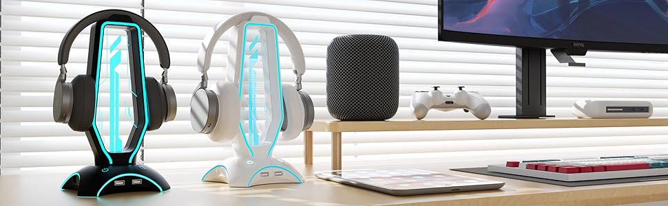 white headphone stand