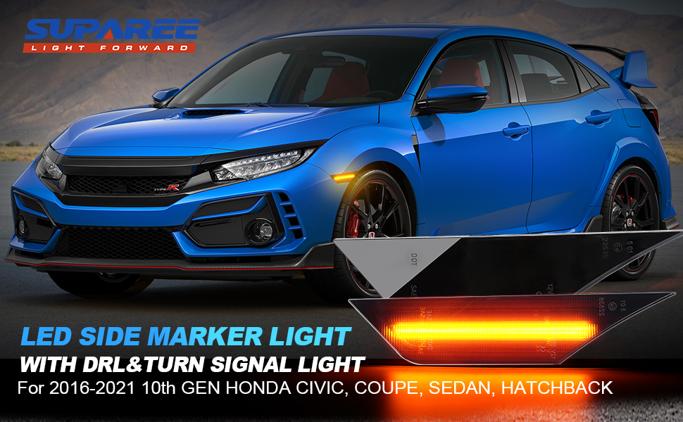 SUPAREE Front LED Side Marker Lights and Turn Signal Lights