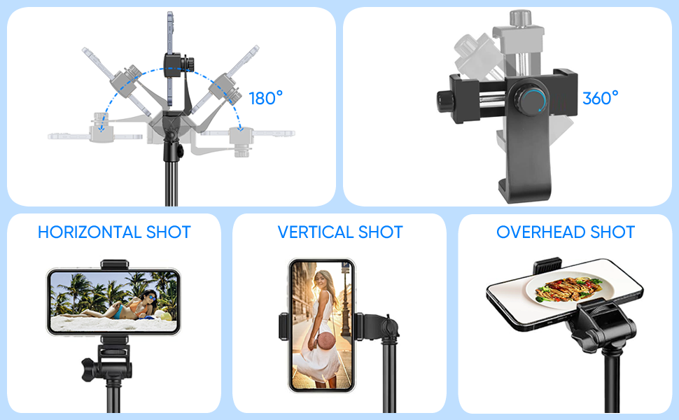 Extendable Cell Phone Tripod Stand with Wireless Remote and Phone Holder
