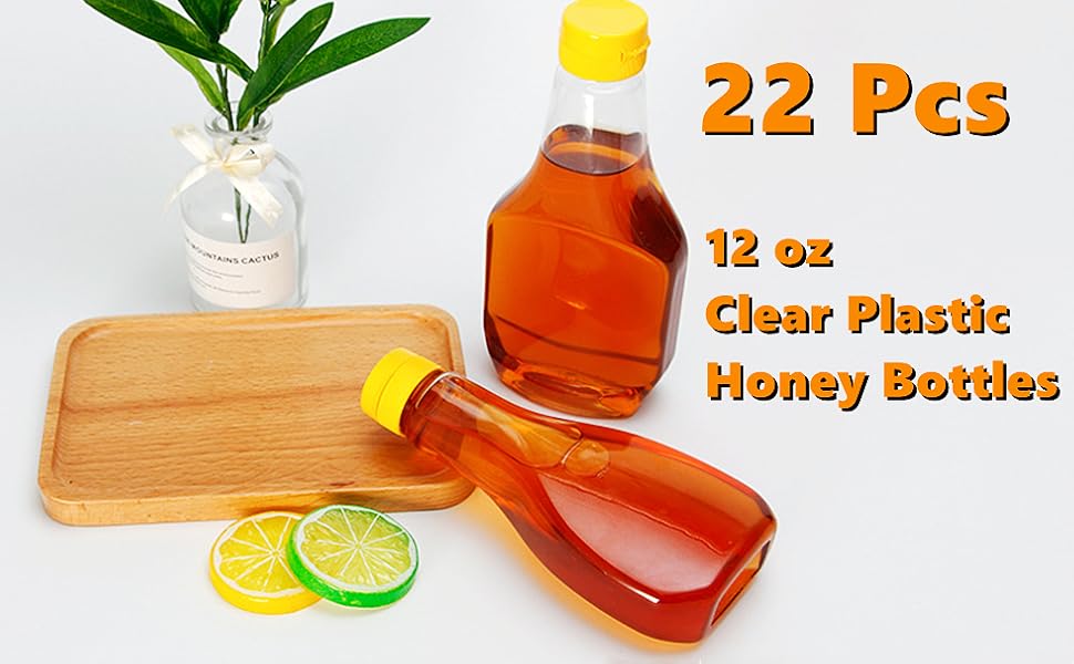 22 Pcs 12 oz Clear Plastic Honey Bottles Plastic Skep Style Jar Honey Squeeze Bottle