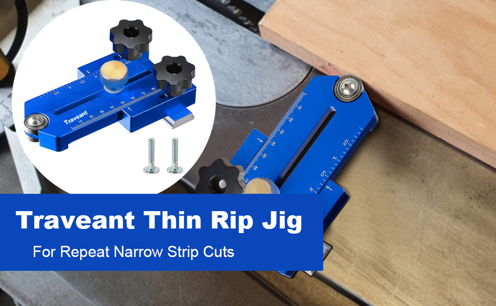 TRAVEANT Thin Rip Jig, Table Saw Jig Guide for Repeat Narrow Strip Cuts