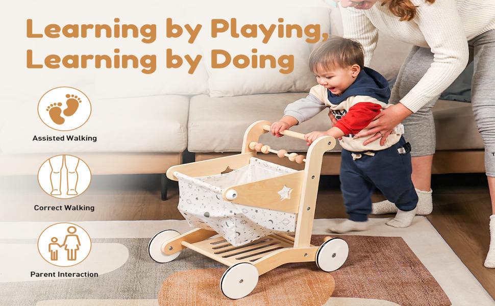 Woodtoe Adjustable Speed Shopping Cart for Toddlers 13 Baby Push