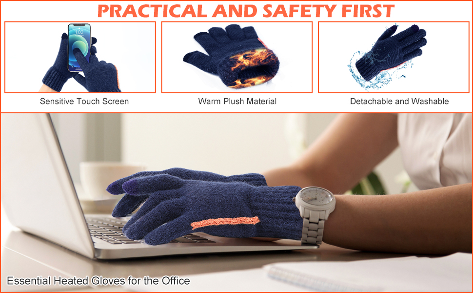 USB Heated Gloves for Men Women, Color You Temperature