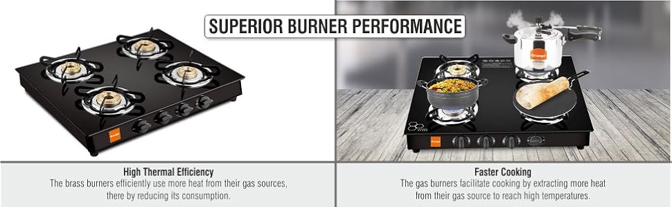 Orange Elite 401 Glass Black Color Gas Stove