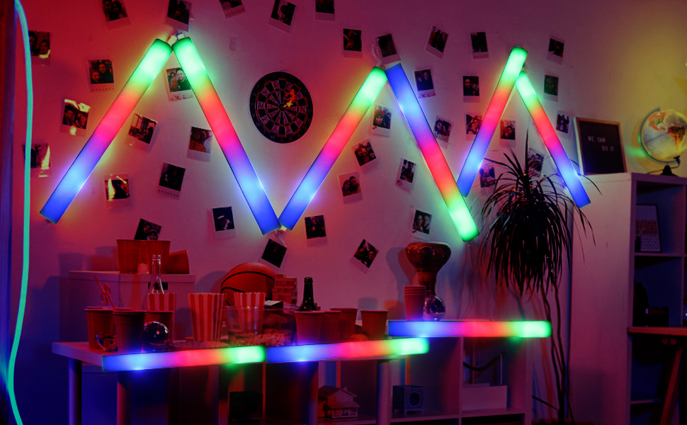 Toismie 24 Pcs Foam Glow Sticks Bulk, New Years Eve Party