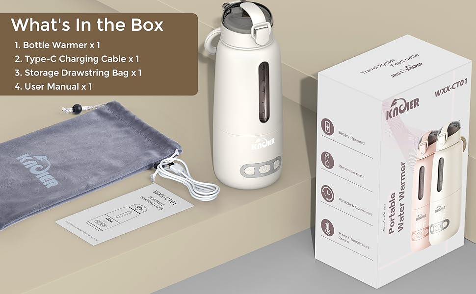 KNOIER Baby Travel Essentials Portable Bottle Warmer