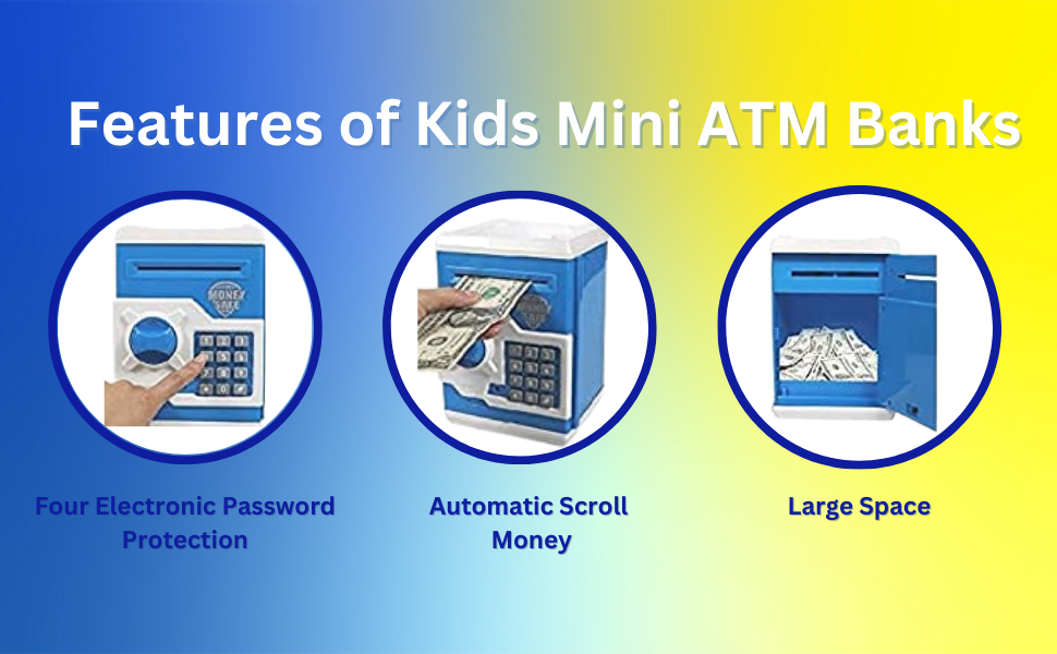 HappyBive Mini Piggy Bank Atm With Password For Kids Money Safe Atm