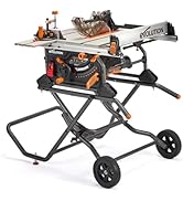 Evolution R10TBLX 10" Jobsite Table Saw with Wheeled Scissor Stand | 15A Motor | Multi-Material C...
